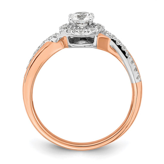 Gold Diamond Round Halo Engagement Rings