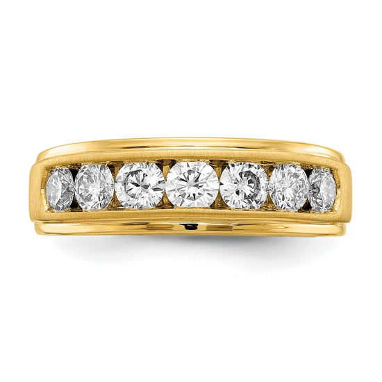 10k 1 1/2 carat Lab Grown Diamond VS/SI+ G+ Seven Stone Complete Men's Ring