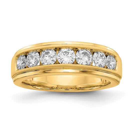 10k 1 1/2 carat Lab Grown Diamond VS/SI+ G+ Seven Stone Complete Men's Ring