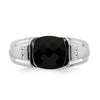 14k White Gold Onyx and Diamond Mens Ring