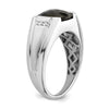 14k White Gold Onyx and Diamond Mens Ring