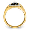14k Onyx and Diamond Greek Key Design Mens Ring
