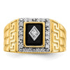 14k 1/5 carat Lab Grown Diamond VS/SI+ G+ and Onyx Greek Key Design Men's Ring