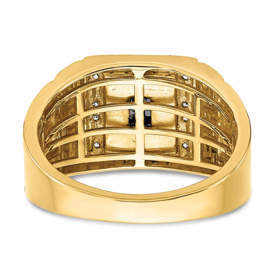 14k 1/5 carat Lab Grown Diamond VS/SI+ G+ and Onyx Greek Key Design Men's Ring