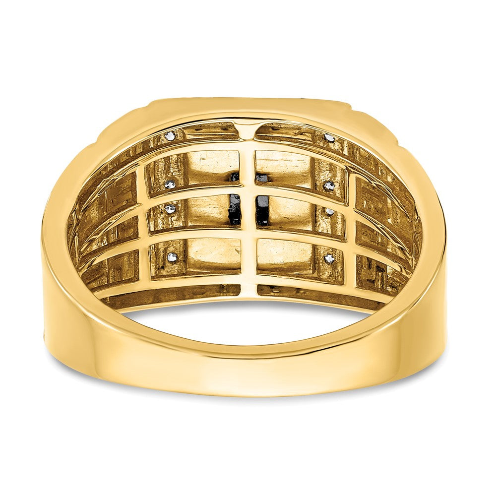 14k 1/5 carat Lab Grown Diamond VS/SI+ G+ and Onyx Greek Key Design Men's Ring
