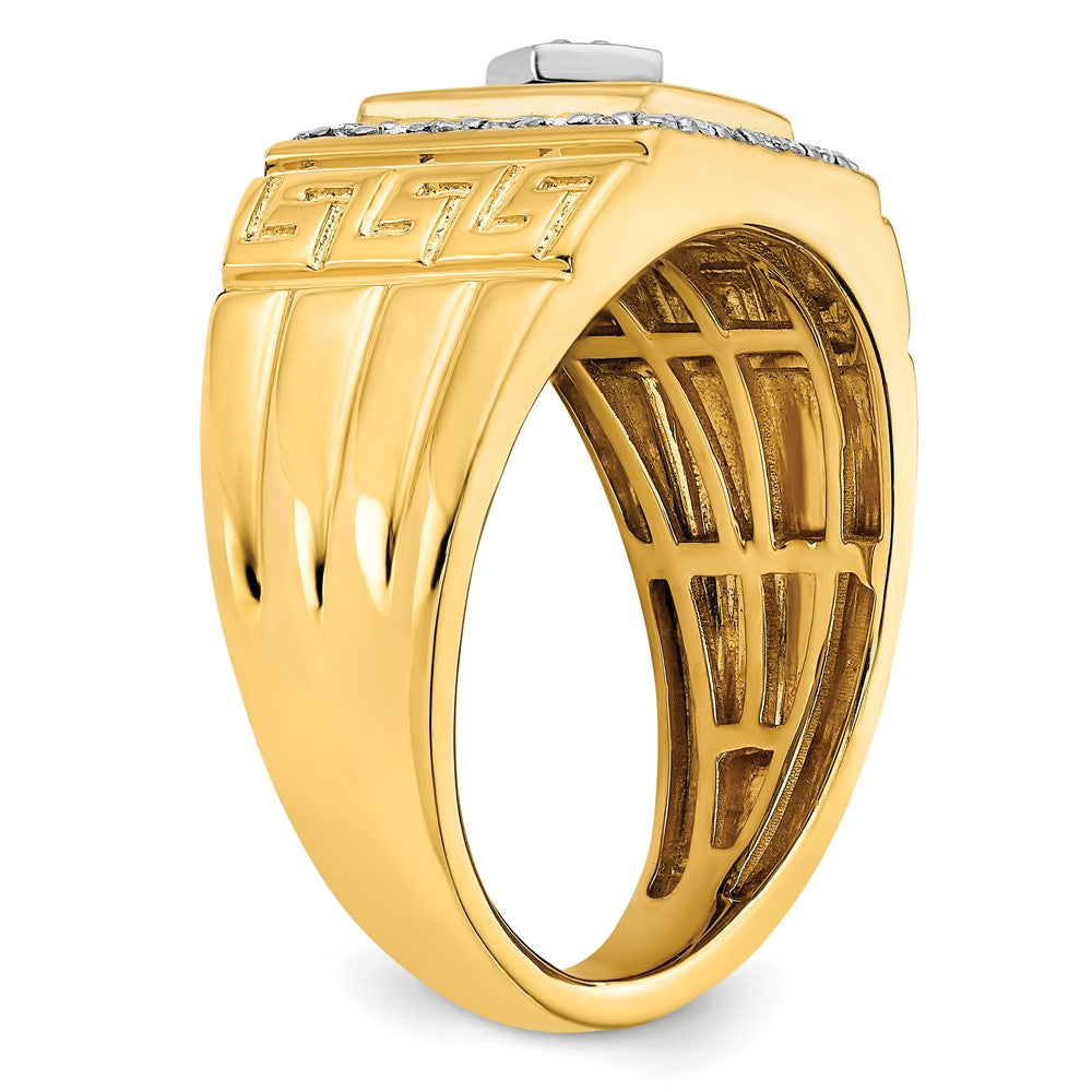 14k 1/5 carat Lab Grown Diamond VS/SI+ G+ and Onyx Greek Key Design Men's Ring
