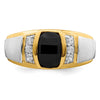 14k Two-tone Onyx and Diamond Mens Ring