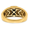 14k Two-tone Onyx and Diamond Mens Ring