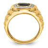 14k 8mm Cushion Onyx and 1/4 carat Diamond Halo Textured Mens Ring