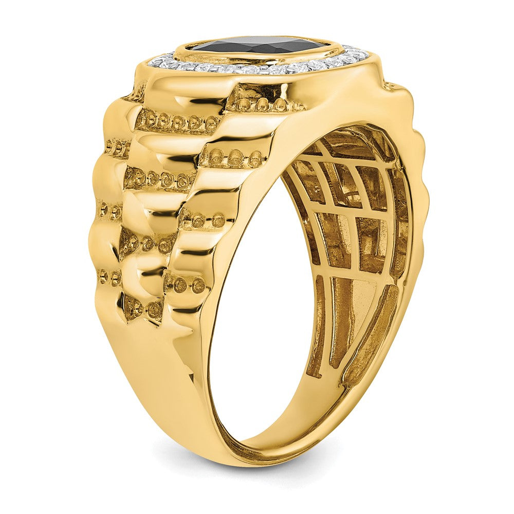 14k 1/4 carat Lab Grown Diamond VS/SI+ G+ and Onyx Textured Men's Ring