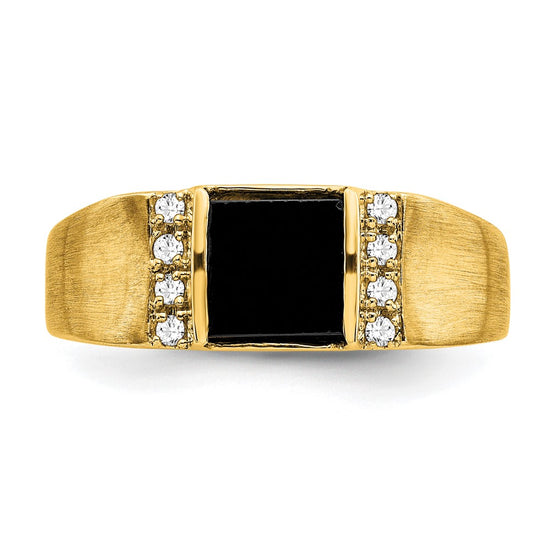 14k 1/8 carat Lab Grown Diamond VS/SI+ G+ and Onyx Men's Ring