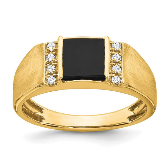 14k 1/8 carat Lab Grown Diamond VS/SI+ G+ and Onyx Men's Ring