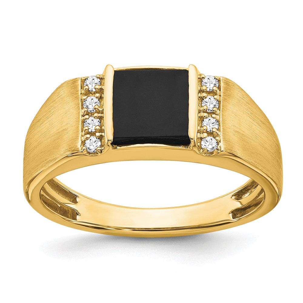 14k 1/8 carat Lab Grown Diamond VS/SI+ G+ and Onyx Men's Ring