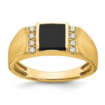 14k 1/8 carat Lab Grown Diamond VS/SI+ G+ and Onyx Men's Ring