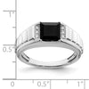14k White Gold Square Onyx and Diamond Mens Ring