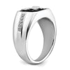 14k White Gold Onyx and Diamond Eagle Mens Ring