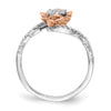 14k Two-Tone Rose and White Gold 1/4 carat Lab Grown Diamond VS/SI+ G+ Complete Flower Ring
