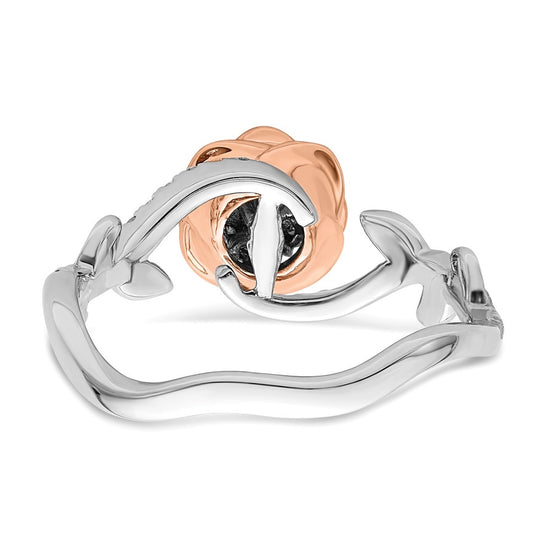 14k Two-Tone Rose and White Gold 1/4 carat Lab Grown Diamond VS/SI+ G+ Complete Flower Ring
