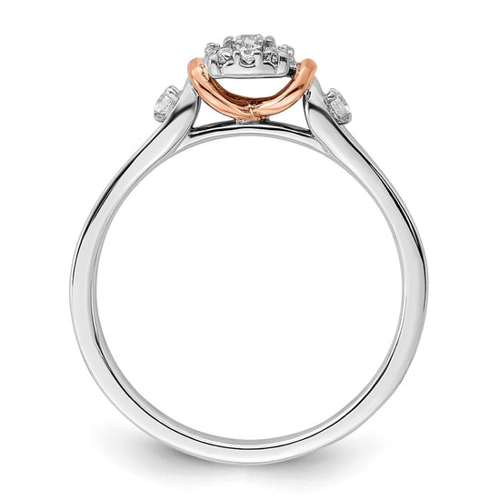 14k Two-tone Rose and White Gold 1/6 carat Lab Grown Diamond VS/SI+ G+ Petite Engagement Ring