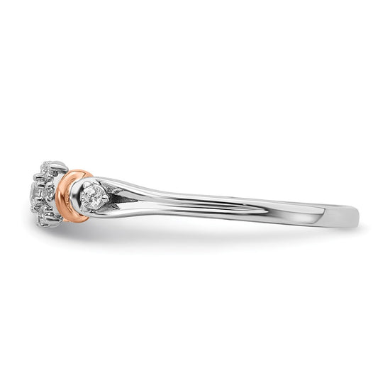 14k Two-tone Rose and White Gold 1/6 carat Lab Grown Diamond VS/SI+ G+ Petite Engagement Ring