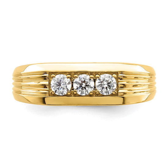 14K 3-Stone 1/2 carat Diamond Complete Men's Ring