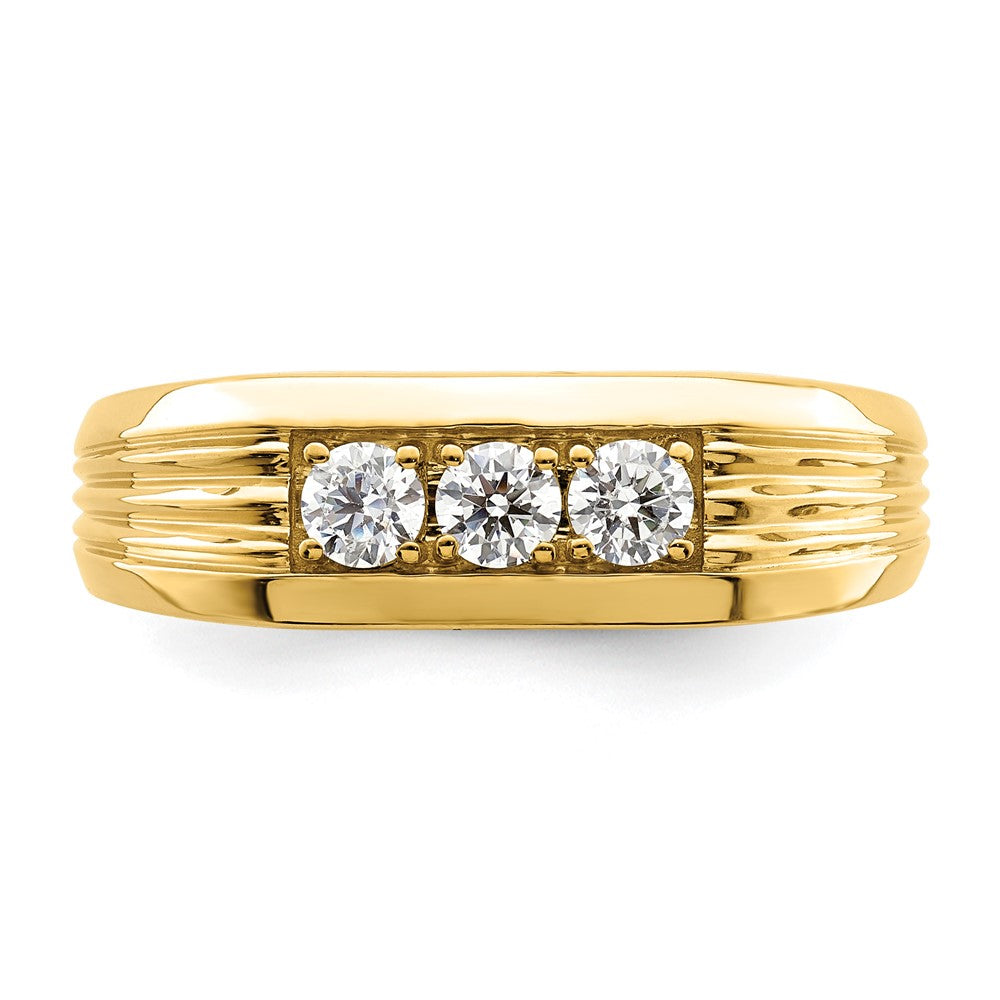 14K 3-Stone 1/2 carat Diamond Complete Men's Ring
