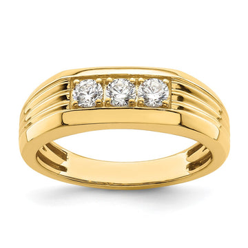 14K 3-Stone 1/2 carat Diamond Complete Men's Ring