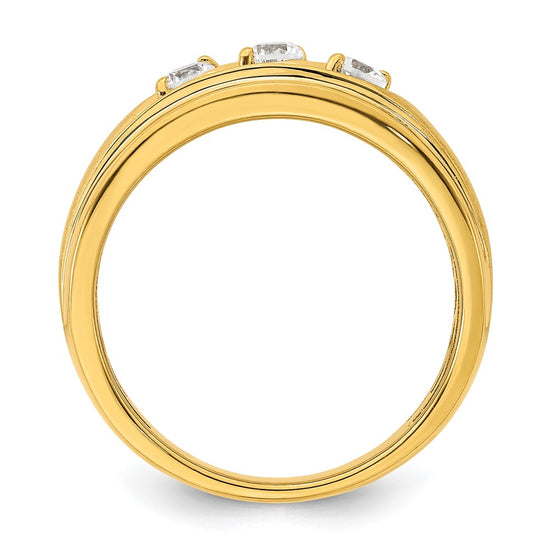 14K 3-Stone 3/8 carat Diamond Complete Men's Ring