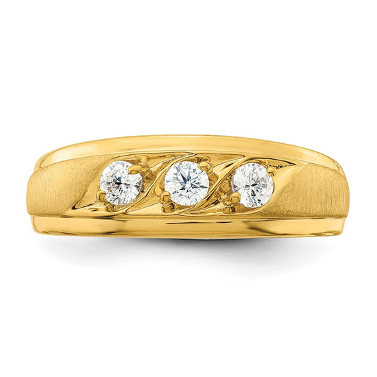 14K 3-Stone 3/8 carat Diamond Complete Men's Ring