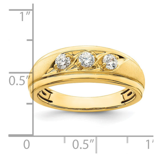 14K 3-Stone 3/8 carat Diamond Complete Men's Ring