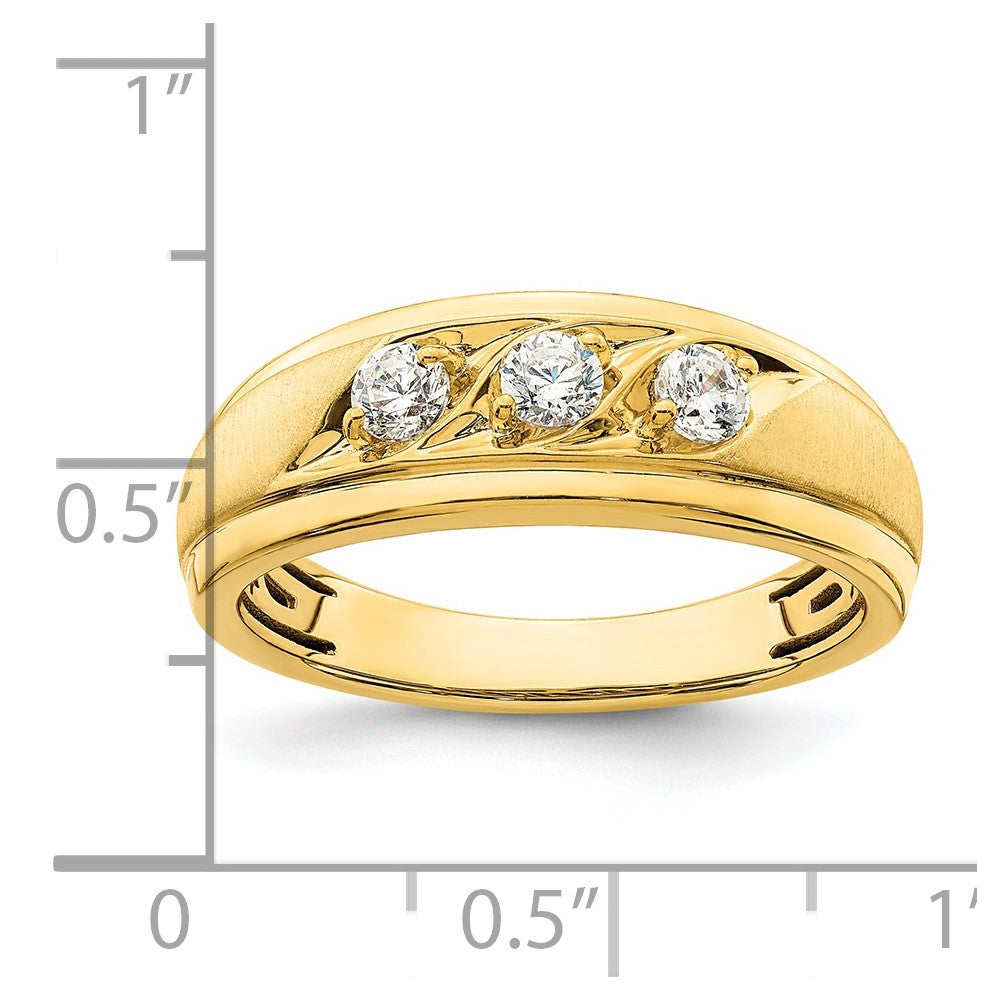 14K 3-Stone 3/8 carat Diamond Complete Men's Ring