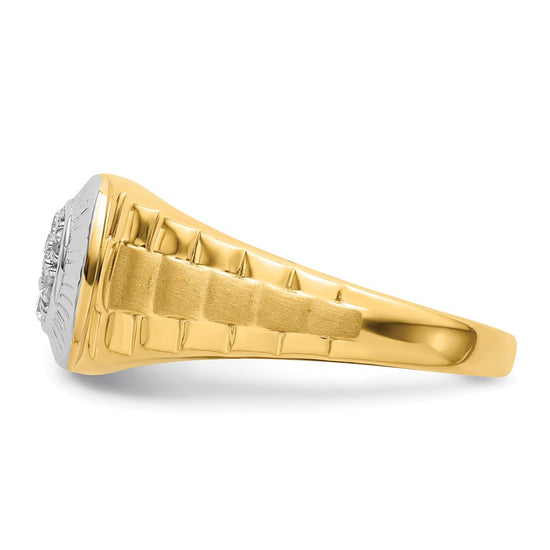 14k Two-tone 1/4 carat Lab Grown Diamond VS/SI+ G+ Complete Men's Ring