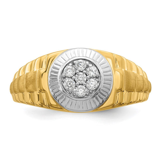 14k Two-tone 1/4 carat Lab Grown Diamond VS/SI+ G+ Complete Men's Ring