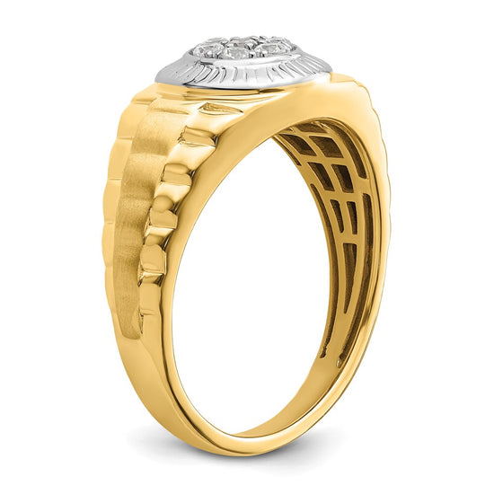 14k Two-tone 1/4 carat Lab Grown Diamond VS/SI+ G+ Complete Men's Ring