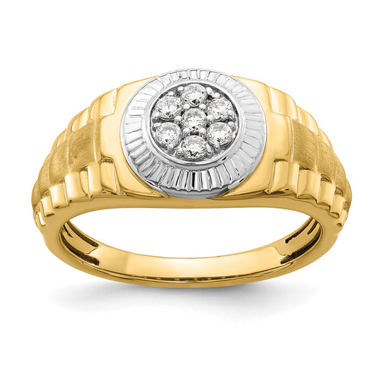 14k Two-tone 1/4 carat Lab Grown Diamond VS/SI+ G+ Complete Men's Ring