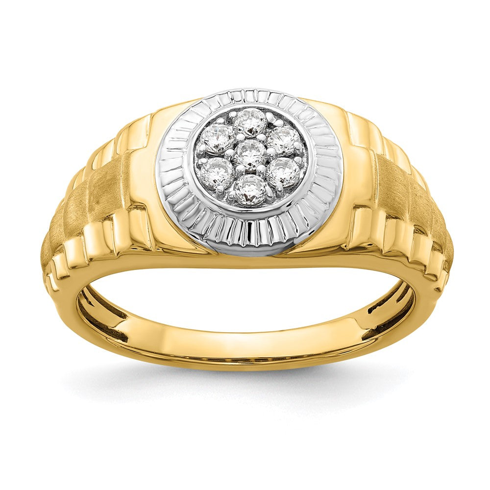 14k Two-tone 1/4 carat Lab Grown Diamond VS/SI+ G+ Complete Men's Ring