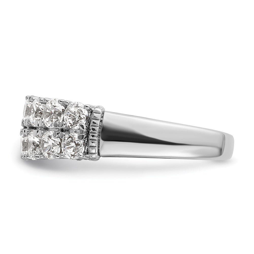 14k White Gold 1 5/8 carat Lab Grown Diamond VS/SI+ G+ Complete Double Row Fashion Band
