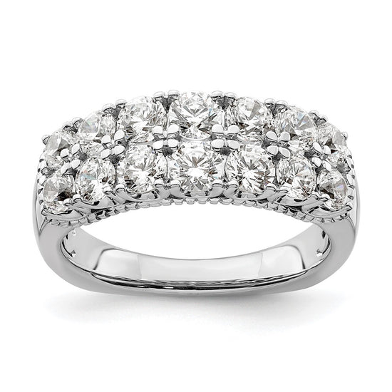 14k White Gold 1 5/8 carat Lab Grown Diamond VS/SI+ G+ Complete Double Row Fashion Band