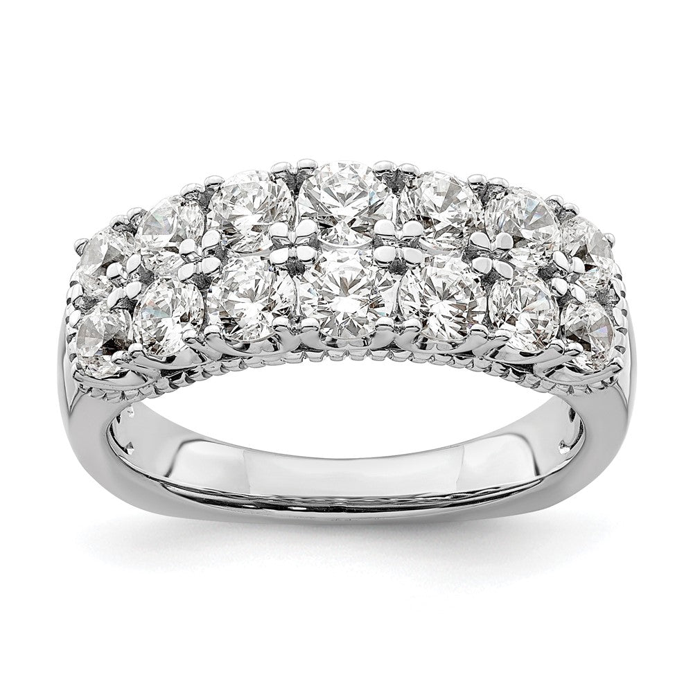 14k White Gold 1 5/8 carat Lab Grown Diamond VS/SI+ G+ Complete Double Row Fashion Band