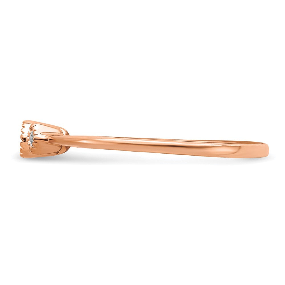 14k Rose Gold Beaded Edge Petite 3-Stone 1/10 carat Round/Princess Diamond Complete Promise/Engagement Ring