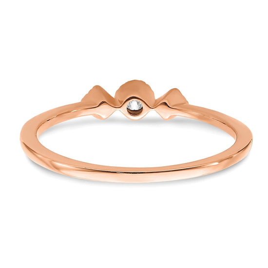 14k Rose Gold Beaded Edge Petite 3-Stone 1/10 carat Round/Princess Diamond Complete Promise/Engagement Ring