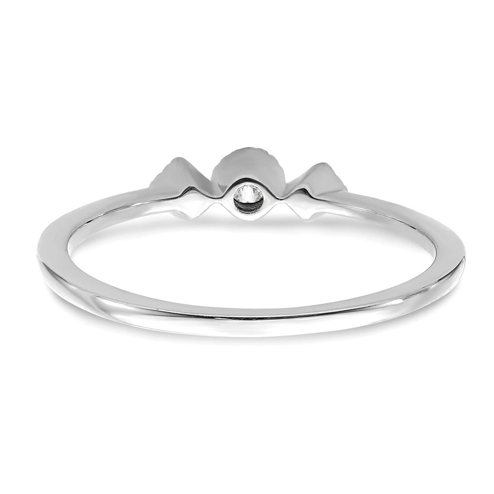 14k White Gold Beaded Edge Petite 3-Stone 1/10 carat Round/Princess Diamond Complete Promise/Engagement Ring