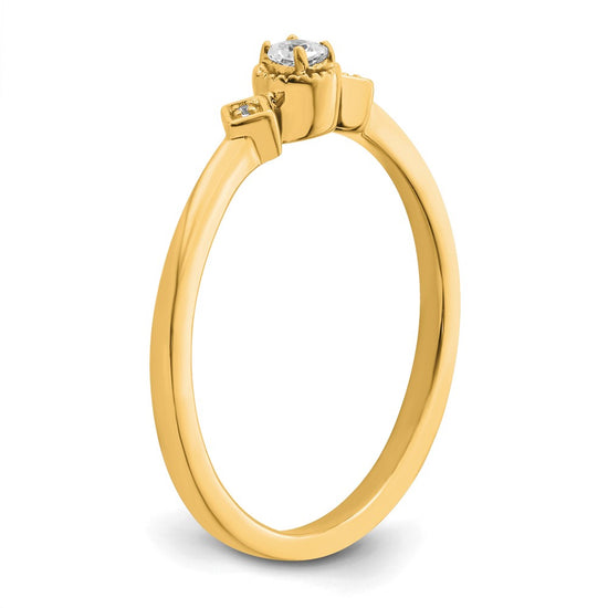 14k Beaded Edge Petite 3-Stone 1/15 carat Cushion Diamond Complete Promise/Engagement Ring