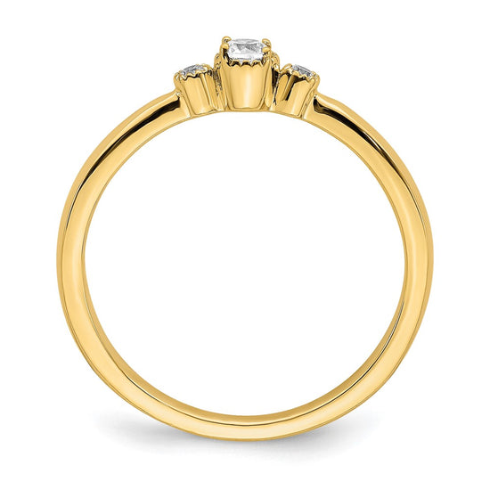 14k Beaded Edge Petite 3-Stone 1/15 carat Round Diamond Complete Promise/Engagement Ring