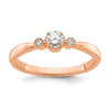 14k Rose Gold Beaded Edge Petite 3-Stone 1/4 carat Round Diamond Complete Promise/Engagement Ring