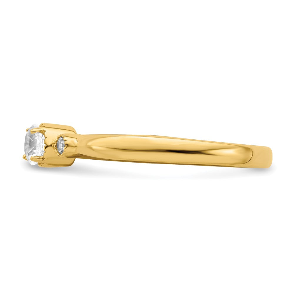 14k Beaded Edge Petite 3-Stone 1/4 carat Round Diamond Complete Promise/Engagement Ring