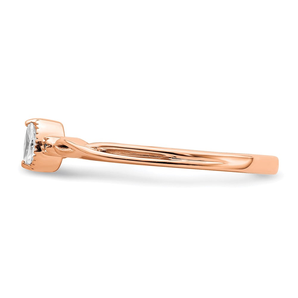 14k Rose Gold Beaded Edge Petite 3-Stone 1/15 carat Marquise Diamond Complete Promise/Engagement Ring