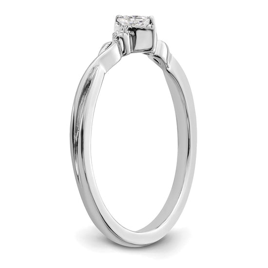 14k White Gold Beaded Edge Petite 3-Stone 1/15 carat Marquise Diamond Complete Promise/Engagement Ring