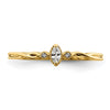 14k Beaded Edge Petite 3-Stone 1/15 carat Marquise Diamond Complete Promise/Engagement Ring