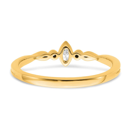 14k Beaded Edge Petite 3-Stone 1/15 carat Marquise Diamond Complete Promise/Engagement Ring